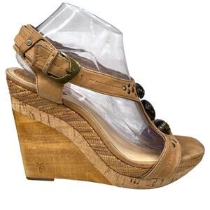 Frye Women’s Bridget Ornament Brown Wedge Sandal Size US 10